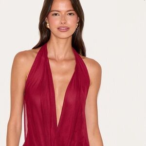 PrettyLittleThing Burgundy Drape Top